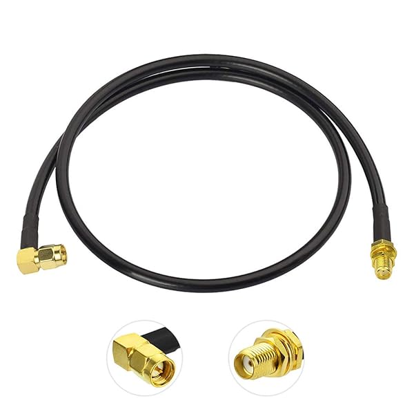 BINGFU 1m SMA Male Right Angle to Female RG58 Coaxial Cable for Ham Radio - Bingfu Antenna Extension for Kenwood, BaoFeng, Icom & More