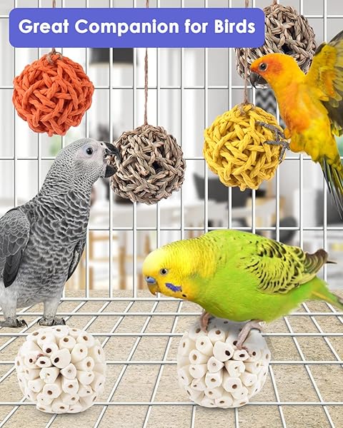 Bissap 6PCS Small Parrot Chew Toys Colorful Sola Balls for Cockatiels Conures Cockatoos Parakeets and Love Birds - Image 4