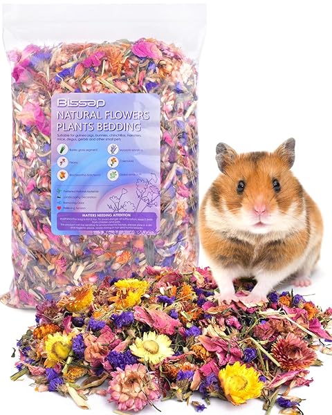 Bissap Natural Flower and Herb Hamster Bedding 300g Small Animal Habitat Decor for Hamsters Gerbils Chinchillas Mice and Degus