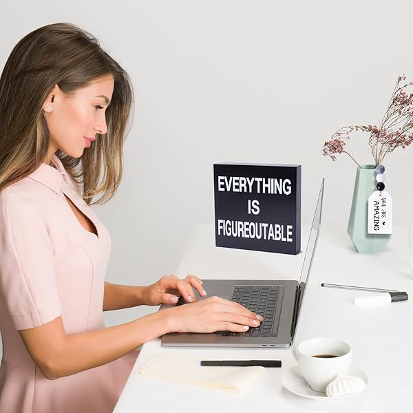 Black Decor for Home Office Desk Wood Box Sign Everything is Figureoutable You are Amazing Mini Plaque Inspirational Gifts for All - Image 7