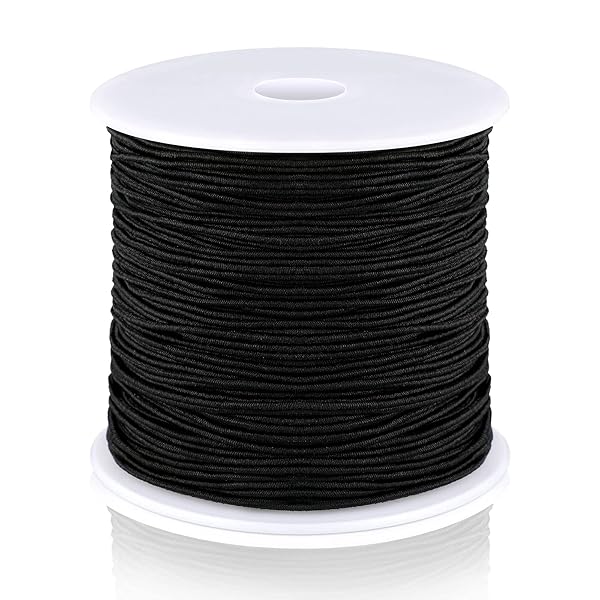 100M Black Elastic String for Bracelets & Jewelry Making - Stretchy Cord for Beading & Sewing - Image 2