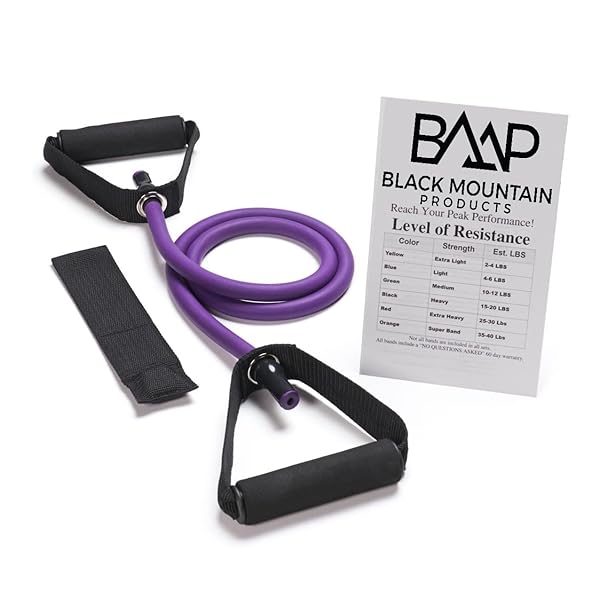 Black Mountain Resistance Band with Door Anchor - 45-50 lbs, Purple | Complete Starter Guide Included - Image 2