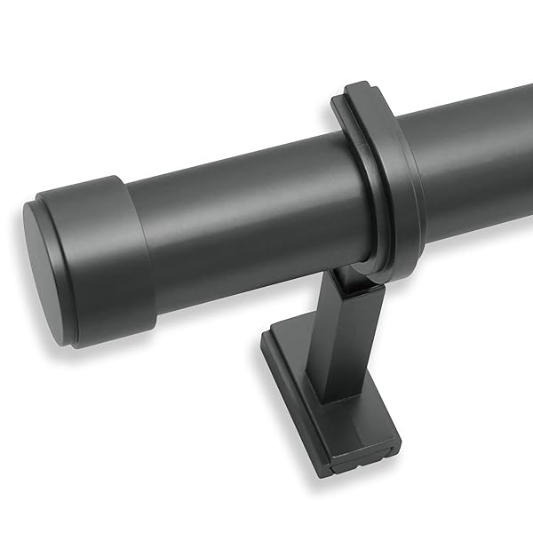 BlastHome Luxury 6 ft Custom Curtain Rod Large Diameter Premium Brackets Endcaps Nonadjustable Seamless Matte Graphite Finish