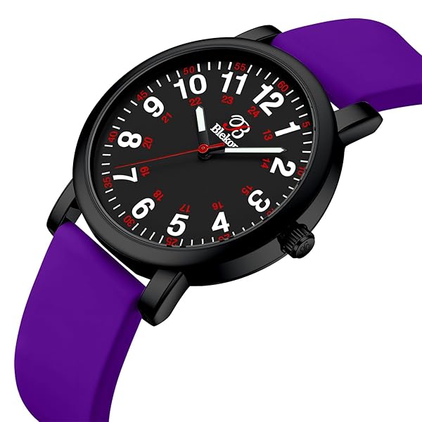 Shop Blekon Original Nurse Watch: Easy Read Dial, Water Resistant, Medical Scrub Colors - Black & Purple Options - Image 5