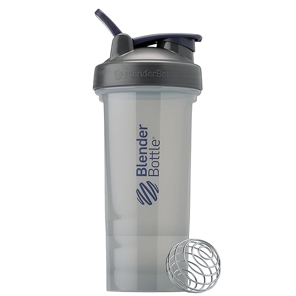 BlenderBottle Pro Series Shaker Bottle 28-Ounce Ideal for Protein Shakes and Pre Workout Full-Color Grey
