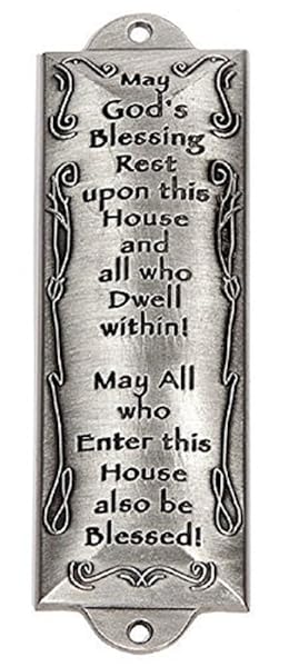 Shop Bless This House Pewter Mezuzah Plaque - Elegant Home Blessing Decor