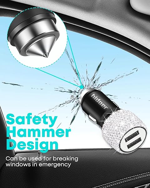 Stylish Bling USB Car Charger with 3-in-1 Cable - Fast Dual Port Adapter for iPhone, iPad & Android - Perfect Car Accessory for Women - Image 5