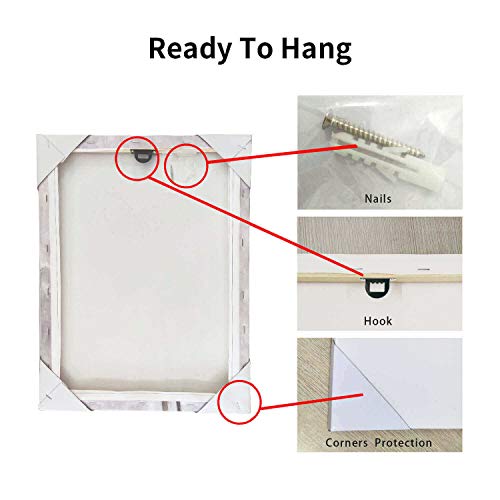 Blue Abstract Canvas Wall Art - Beige Print for Bathroom | Small 16'' x 12'' | No Hand-Painted Gold Foils - Image 7