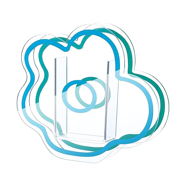 VOSAREA Blue Acrylic Cloud Shaped Vase Elegant Modern Design for Makeup Brushes Home Office Wedding Decor