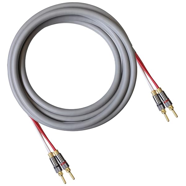 Blue Jeans Cable Canare 4S11 Speaker Cable 10 Foot Grey Bananas to Bananas Assembled in USA Non-Bi-Wire Terminations