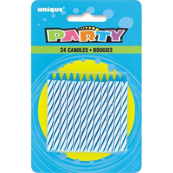 Blue Spiral Birthday Candles - 24 Count, Fun & Safe Cake Toppers for Vibrant Celebrations
