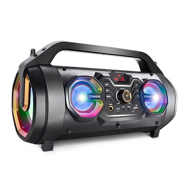 30W Portable Bluetooth Speaker with Subwoofer, FM Radio & RGB Lights - 10H Playtime for Home, Outdoor & Travel