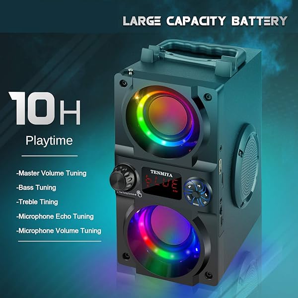 40W Portable Bluetooth Speaker with Colorful Lights & Heavy Bass - Perfect for Home, Outdoor Parties & Camping - Image 3