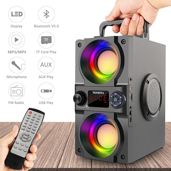 40W Portable Bluetooth Speaker with Colorful Lights & Heavy Bass - Perfect for Home, Outdoor Parties & Camping - Image 4