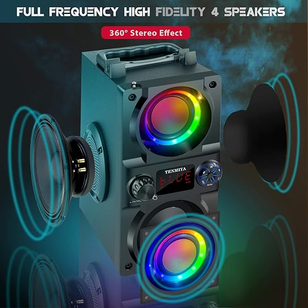 40W Portable Bluetooth Speaker with Colorful Lights & Heavy Bass - Perfect for Home, Outdoor Parties & Camping - Image 9