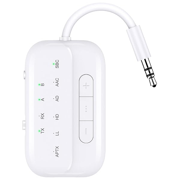 Bluetooth Transmitter Receiver 2 in 1 V5.3 Wireless Adapter for Airplane TV PC Gym Switch Supports 2 AirPods Headphones AptX Low Latency HD