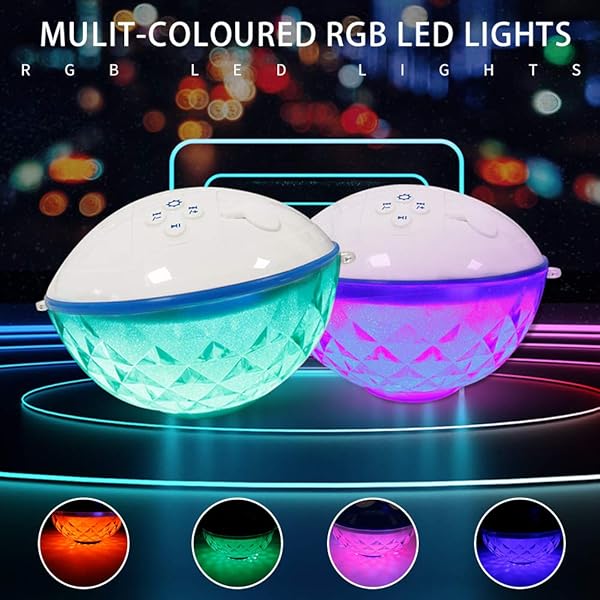 Blufree Floating Pool Speaker: Waterproof Bluetooth Speaker with Colorful Lights & Built-in Mic for Perfect Pool Parties - Image 4