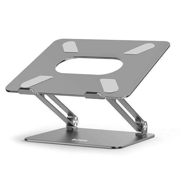 BoYata "BoYata Adjustable Laptop Stand: Ergonomic Aluminium Holder for MacBook, Dell, Lenovo & More - Fits Laptops Up to 17" - Space Gray"