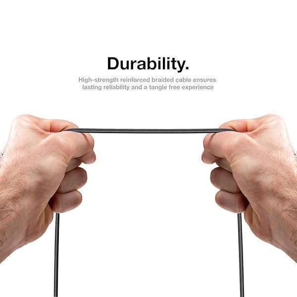 Buy Bolle & Raven Thore USB-C to 3.5mm Headphone Cable with Inline Remote - Premium Wired Audio Cord (Black/Gunmetal) - Image 5