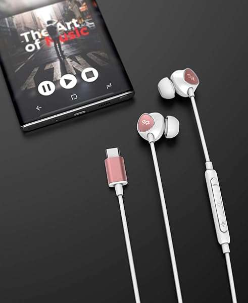 Buy Bolle & Raven USB-C Headphones with Mic - In-Ear Wired Earphones for Pixel & Galaxy Phones (V100 Rose Gold) - Image 4