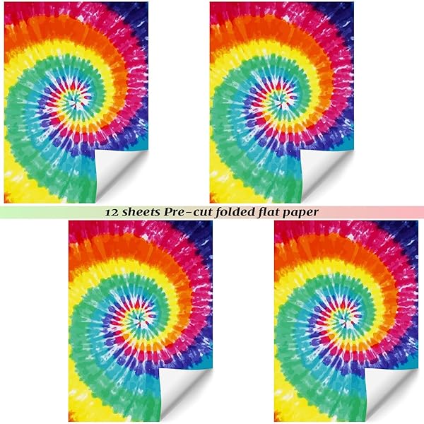 Bolsome Colorful Tie Dye Wrapping Paper Rainbow Gift Wrap for Birthday Christmas Baby Shower DIY Craft 12 Sheets 19.7 x 27.6 Inches - Image 7