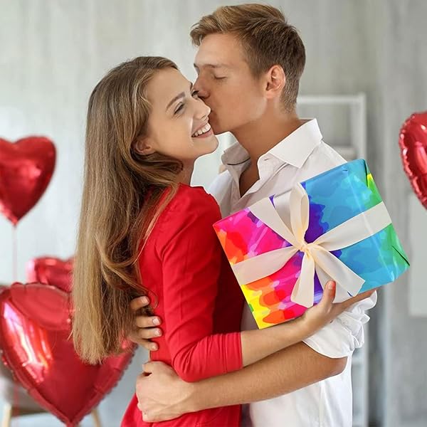 Bolsome Colorful Tie Dye Wrapping Paper Rainbow Gift Wrap for Birthday Christmas Baby Shower DIY Craft 12 Sheets 19.7 x 27.6 Inches - Image 8