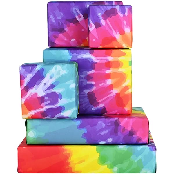 Bolsome Colorful Tie Dye Wrapping Paper Rainbow Gift Wrap for Birthday Christmas Baby Shower DIY Craft 12 Sheets 19.7 x 27.6 Inches - Image 9