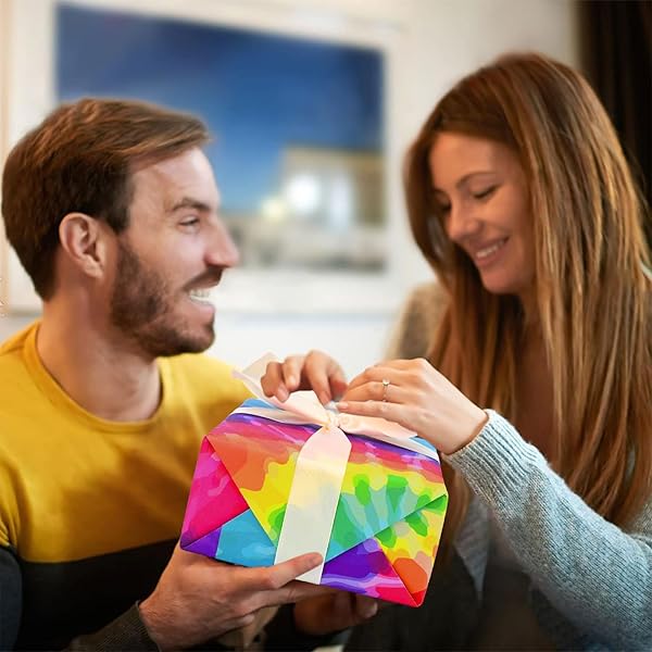 Bolsome Colorful Tie Dye Wrapping Paper Rainbow Gift Wrap for Birthday Christmas Baby Shower DIY Craft 12 Sheets 19.7 x 27.6 Inches - Image 10