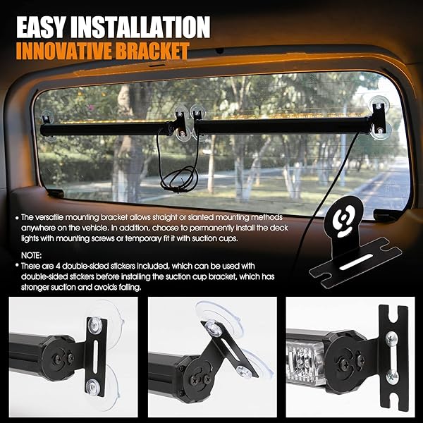 BooYu [Upgraded] Red Blue Police Firefighter Emergency Strobe Traffic Advisor Light Bar Switchable 4 Colors 162 LED Windshield 2 in 1 Visor Safety - Image 6