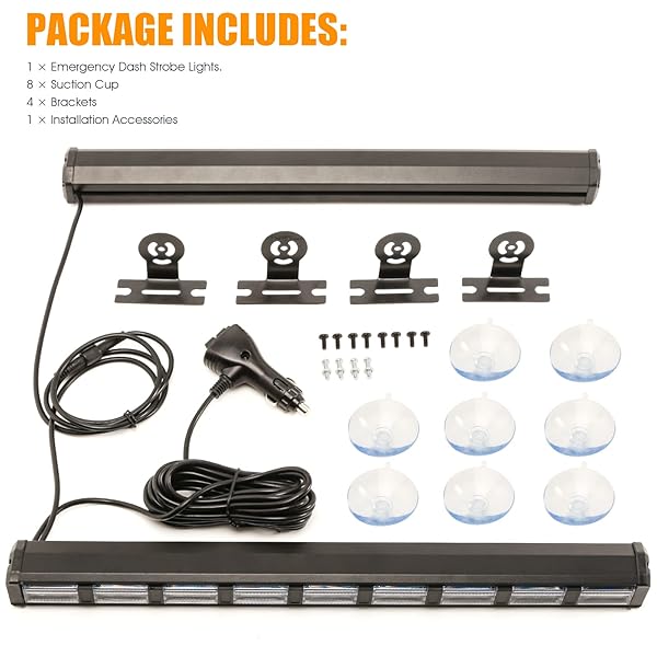 BooYu [Upgraded] Red Blue Police Firefighter Emergency Strobe Traffic Advisor Light Bar Switchable 4 Colors 162 LED Windshield 2 in 1 Visor Safety - Image 7