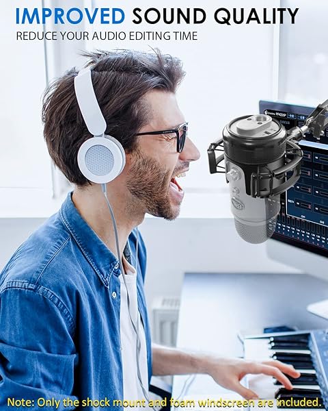 Borenbuir Custom Built Shock Mount with Pop Filter for Blue Yeti Microphones, Metal Plastic Frame, Anti-Vibration Suspension, Floor Mount - Image 6