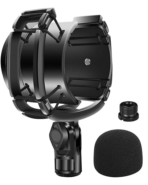Borenbuir Custom Built Shock Mount with Pop Filter for Blue Yeti Microphones, Metal Plastic Frame, Anti-Vibration Suspension, Floor Mount - Image 8