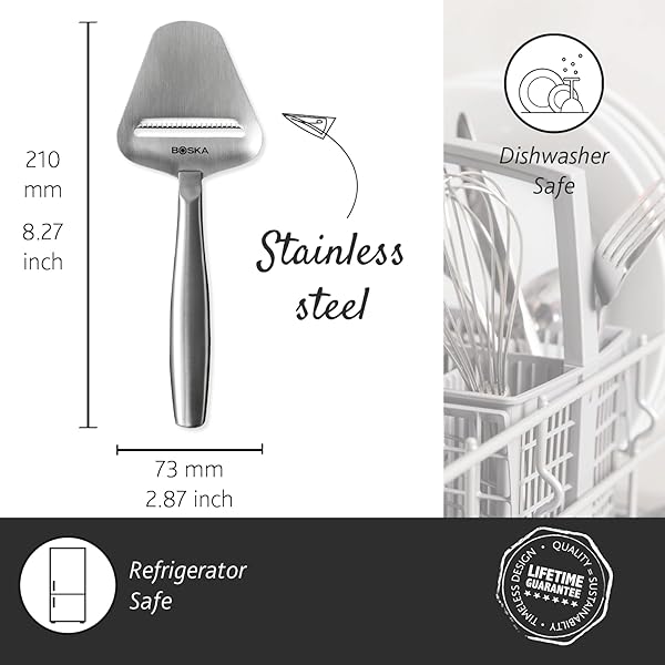 BOSKA Stainless Steel Cheese Slicer - Multi-Functional Handheld Tool for All Cheese Types - Dishwasher Safe & Non-Stick - Image 4