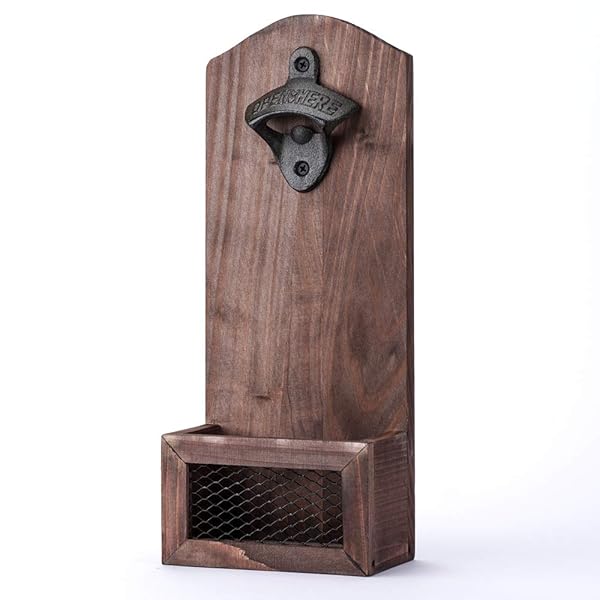 Vintage Wooden Wall Mounted Bottle Opener with Cap Collector - Perfect Gift for Men & Beer Lovers, Ideal Bar Decoration - Image 8
