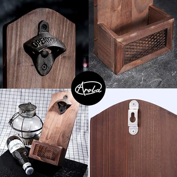 Vintage Wooden Wall Mounted Bottle Opener with Cap Collector - Perfect Gift for Men & Beer Lovers, Ideal Bar Decoration - Image 9