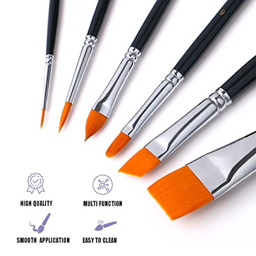 Bowitzki Face Paint Brush Set 6pcs Artist Brushes for Body and Face Painting Acrylic Watercolor Oil Gouache - Image 4