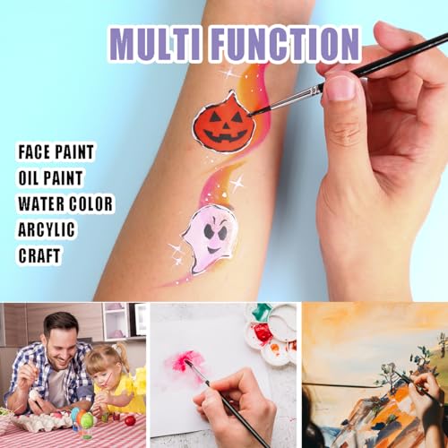 Bowitzki Face Paint Brush Set 6pcs Artist Brushes for Body and Face Painting Acrylic Watercolor Oil Gouache - Image 6