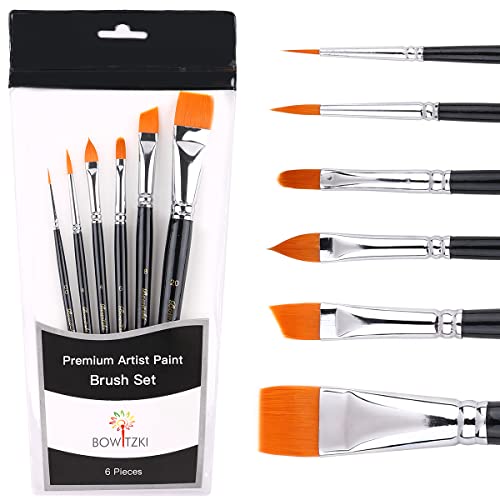 Bowitzki Face Paint Brush Set 6pcs Artist Brushes for Body and Face Painting Acrylic Watercolor Oil Gouache - Image 2