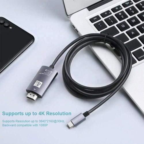 BoxWave USB Type-C to HDMI Cable for Blackview BV9500 Pro 6 ft SmartDisplay Jet Black - Image 4
