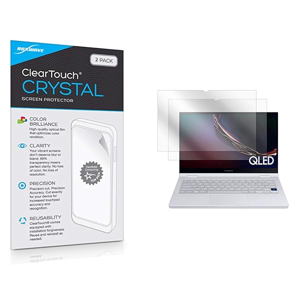 BoxWave Screen Protector for Samsung Galaxy Book Flex Alpha 13.3 in ClearTouch Crystal 2-Pack HD Film Skin Shields from Scratches