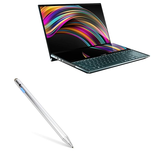 BoxWave Stylus Pen for ASUS ZenBook Pro Duo UX581GV AccuPoint Active Stylus with Ultra Fine Tip Metallic Silver