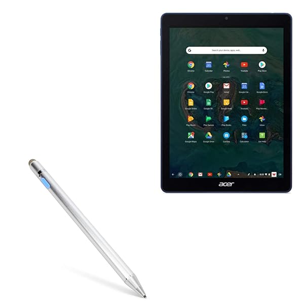 BoxWave Stylus Pen for Acer Chromebook Tab 10 Ultra Fine Tip Electronic Stylus in Metallic Silver