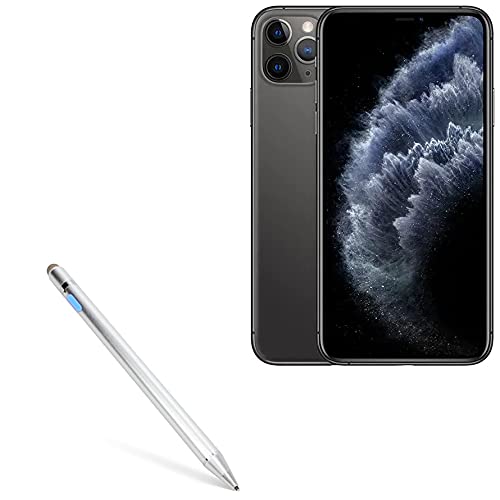 BoxWave Stylus Pen for Apple iPhone 11 Pro Max AccuPoint Active Stylus with Ultra Fine Tip in Metallic Silver