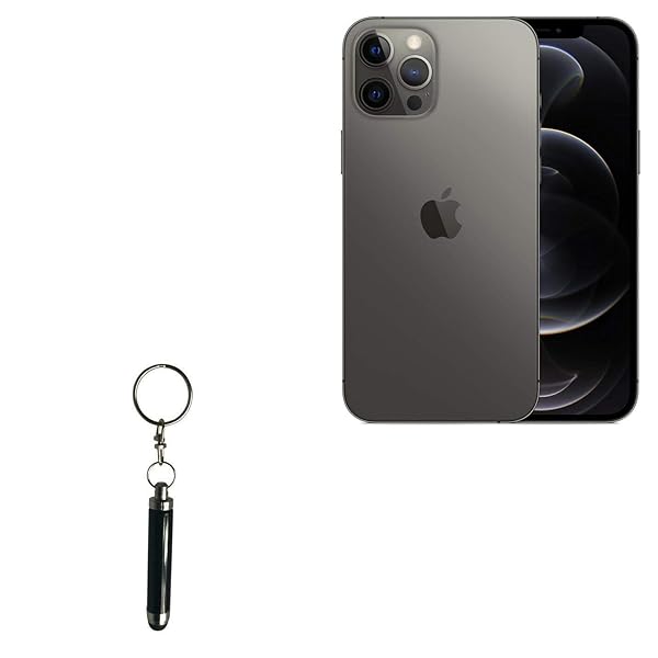 BoxWave Stylus Pen for Apple iPhone 12 Pro Max Bullet Capacitive Mini Stylus with Keyring Loop Jet Black