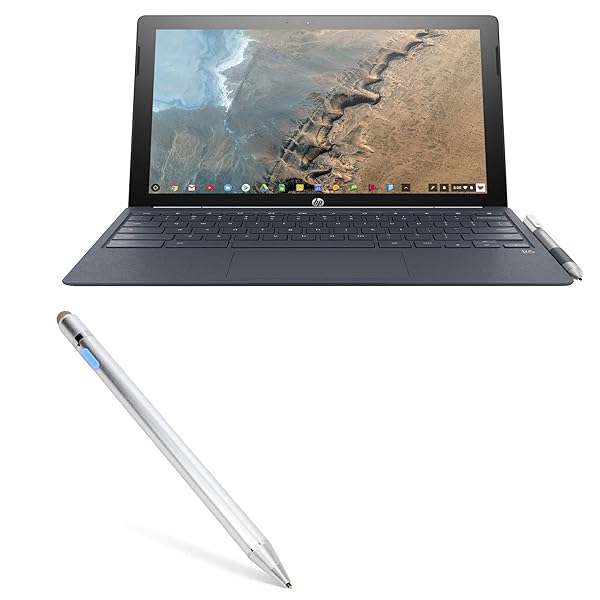 BoxWave Stylus Pen for HP Chromebook x2 AccuPoint Active Stylus with Ultra Fine Tip Metallic Silver
