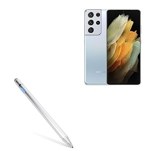 BoxWave Stylus Pen for Samsung Galaxy S21 Ultra AccuPoint Active Stylus with Ultra Fine Tip Metallic Silver
