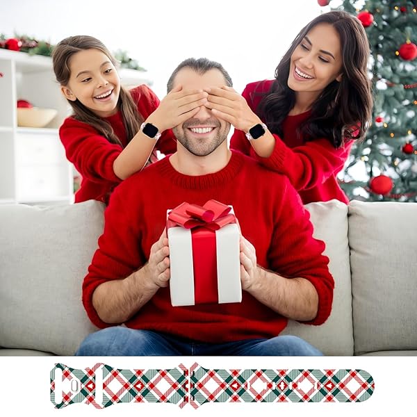Breathable Christmas Plaid Pattern Bands Compatible with Apple Watch 42mm 44mm 45mm 46mm 49mm M L,Men Women Colorful Soft Silicone Wristband Strap - Image 5