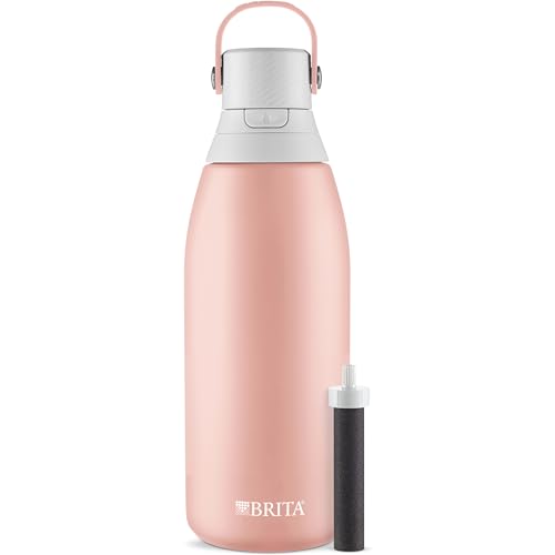 Brita Stainless Steel Water Bottle - BPA-Free, Insulated, Eco-Friendly, Replaces 300 Plastic Bottles, 32 oz, Rose