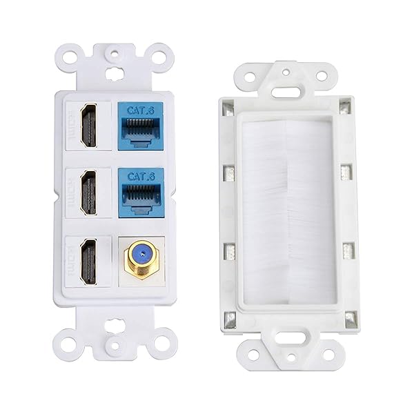 PHIZLI 2-Gang Brush Wall Plate with 3 HDMI & Cat 6 Coax Cable Ports - Female-Female Faceplate for Easy Cable Management - Image 6