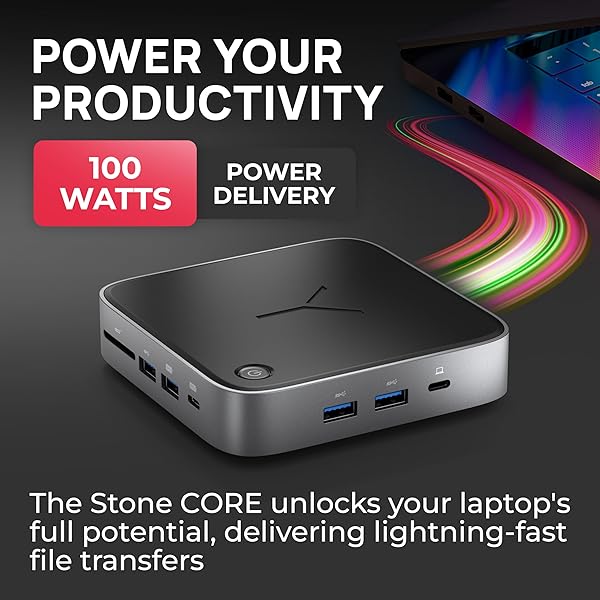 Brydge Stone CORE Powered Charging Docking Station 10 Ports 100W PD Dual Monitor 4K60Hz 8K HDMI USB-A USB-C Ethernet Windows MacOS Compatible - Image 5